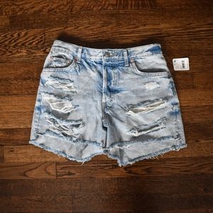 Maggie Mid-Rise Light Wash Distressed Shorts